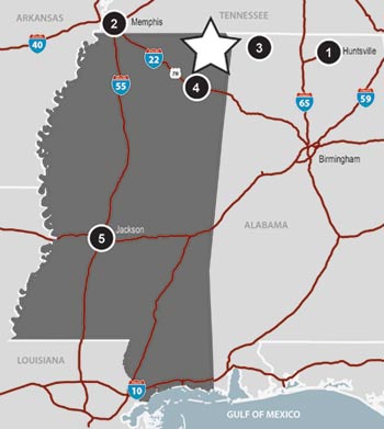 North Mississippi Airports – Click to Download Printable Map